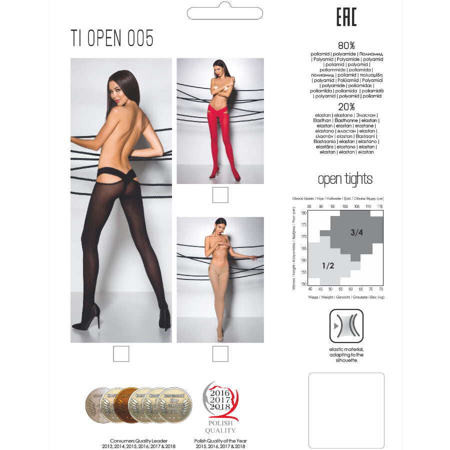 PASSION - TIOPEN 005 RED TIGHTS 3/4 60 DEN - NOCTURNA DESIRES