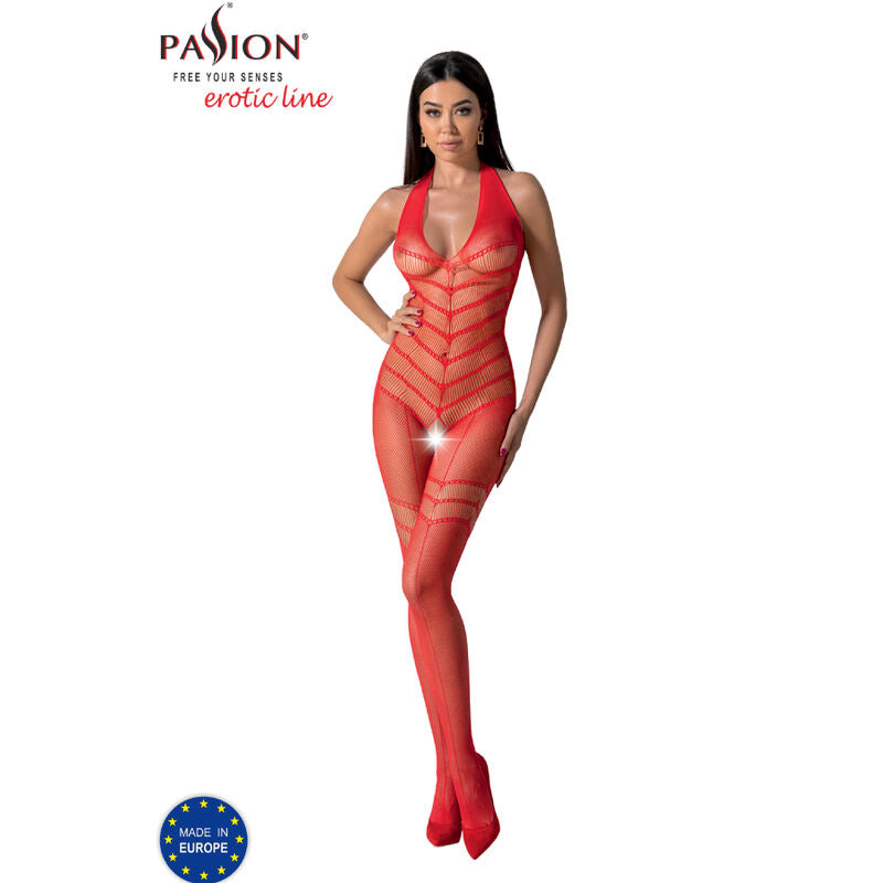 PASSION - BS100 BODYSTOCKING RED ONE SIZE - NOCTURNA DESIRES