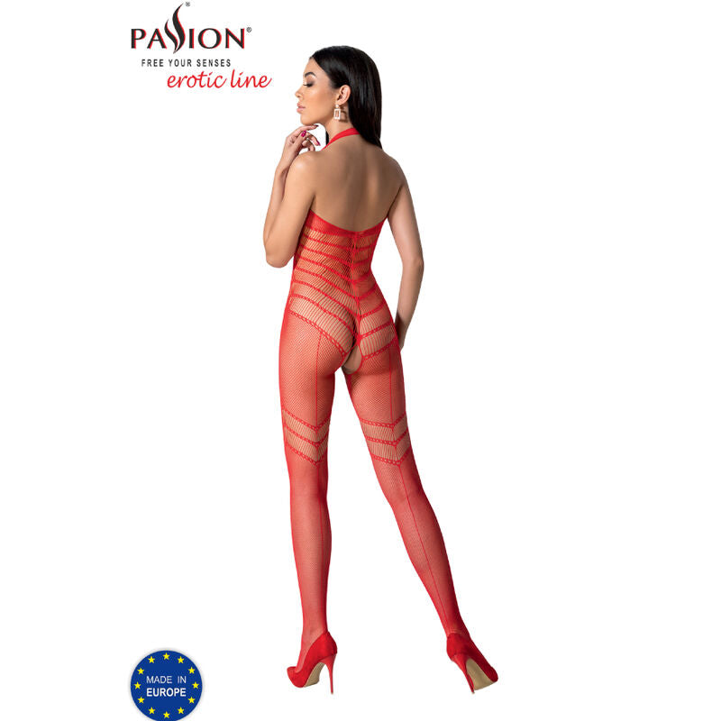 PASSION - BS100 BODYSTOCKING RED ONE SIZE - NOCTURNA DESIRES
