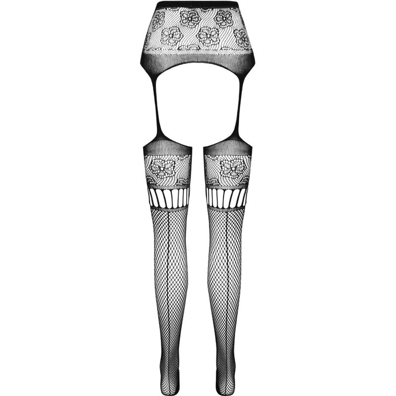 PASSION - S030 TIGHTS WITH BLACK GARTER ONE SIZE - NOCTURNA DESIRES
