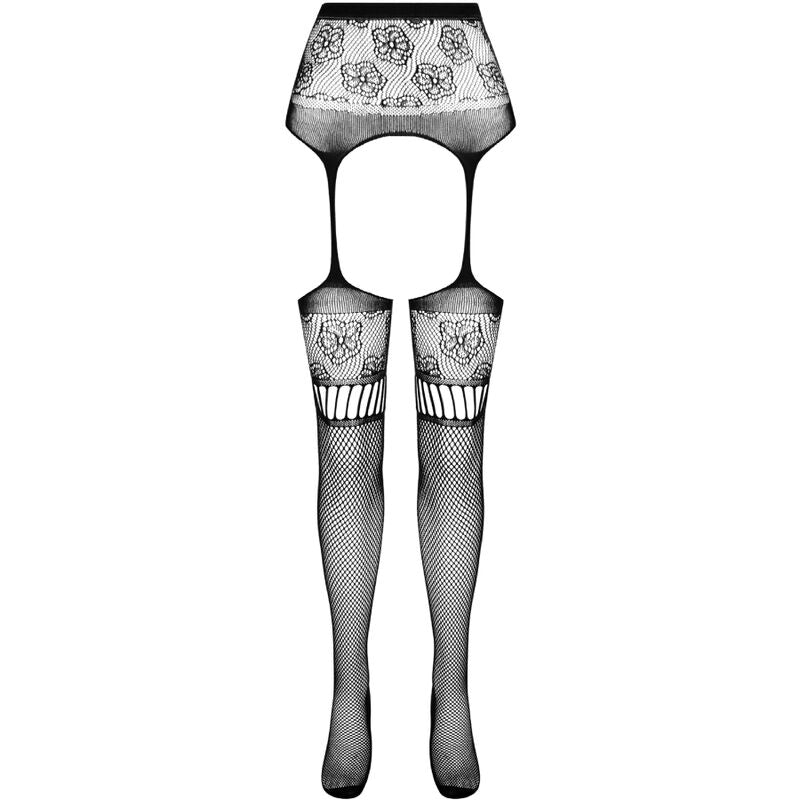 PASSION - S030 TIGHTS WITH BLACK GARTER ONE SIZE - NOCTURNA DESIRES