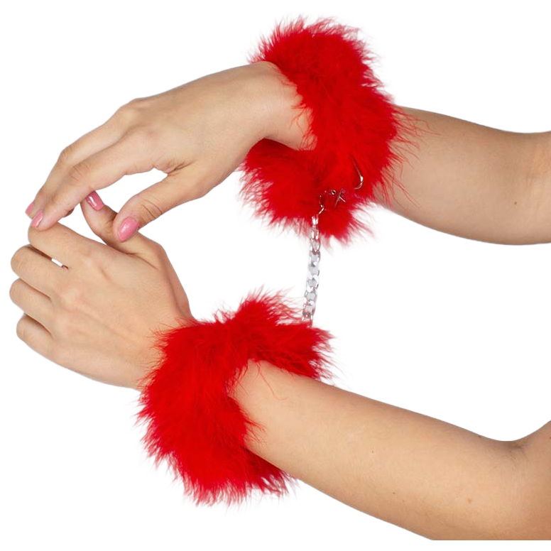 SECRETPLAY - RED MARABOU HANDCUFFS SECRETPLAY 100% FETISH  NOCTURNA DESIRES