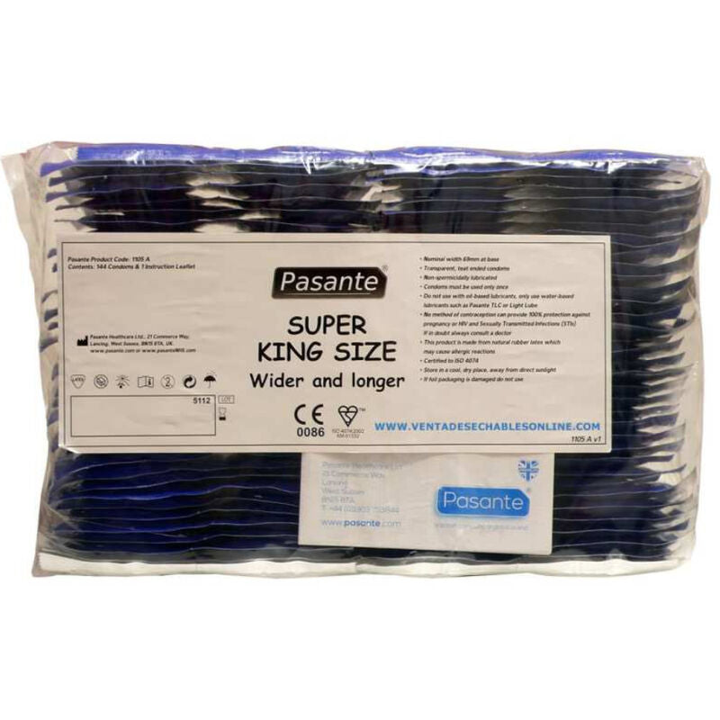 PASANTE - CONDOMS SIZE SUPER KING BAG 144 UNITS - NOCTURNA DESIRES