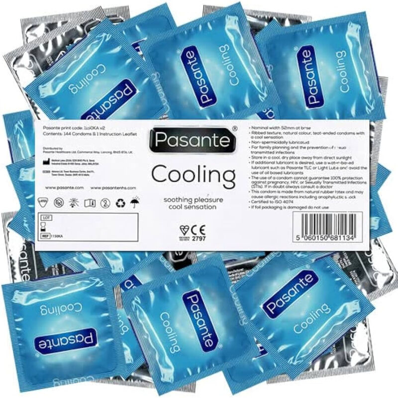 PASANTE - CONDOMS COOLING EFFECT BAG 144 UNITS - NOCTURNA DESIRES