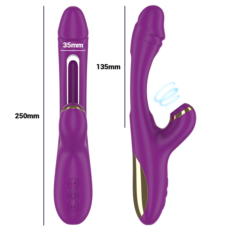 INTENSE - ATENEO RECHARGEABLE MULTIFUNCTION VIBRATOR 7 VIBRATIONS WITH OSCILLATING TONGUE AND PURPLE SUCTION - NOCTURNA DESIRES