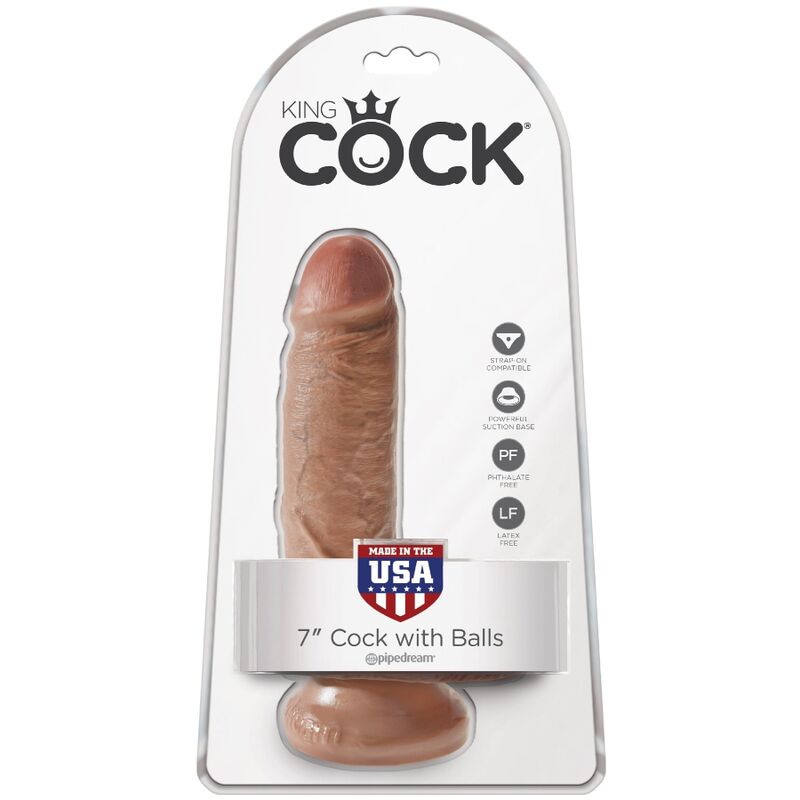 KING COCK - REALISTIC PENIS WITH BALLS 13.2 CM CARAMEL - NOCTURNA DESIRES