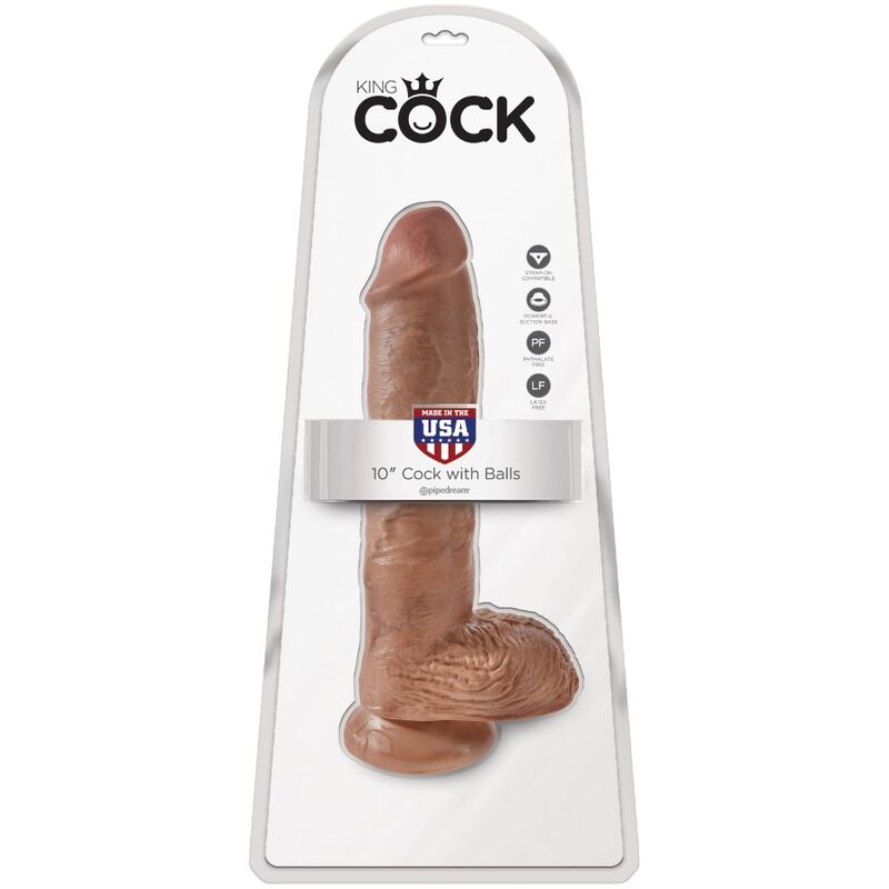 KING COCK - REALISTIC PENIS WITH BALLS 19.8 CM CARAMEL - NOCTURNA DESIRES