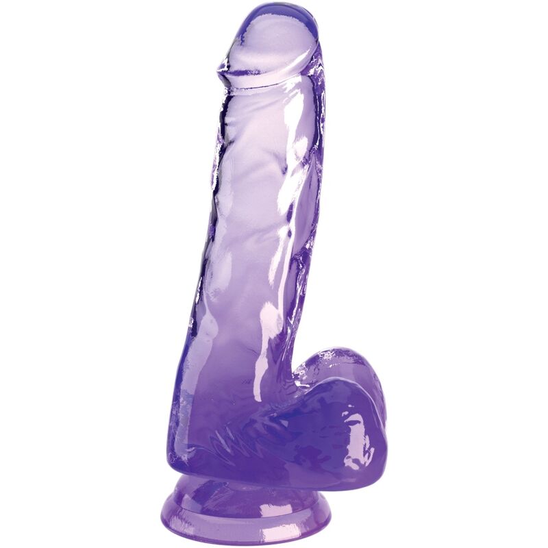 KING COCK - CLEAR REALISTIC PENIS WITH BALLS 13.5 CM PURPLE - NOCTURNA DESIRES