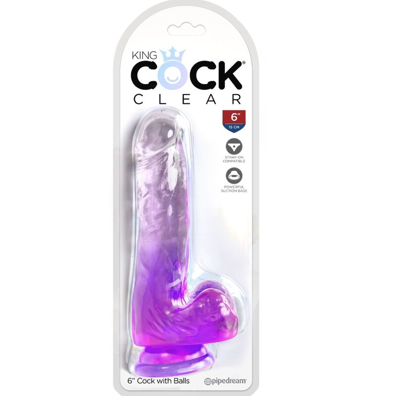 KING COCK - CLEAR REALISTIC PENIS WITH BALLS 13.5 CM PURPLE - NOCTURNA DESIRES