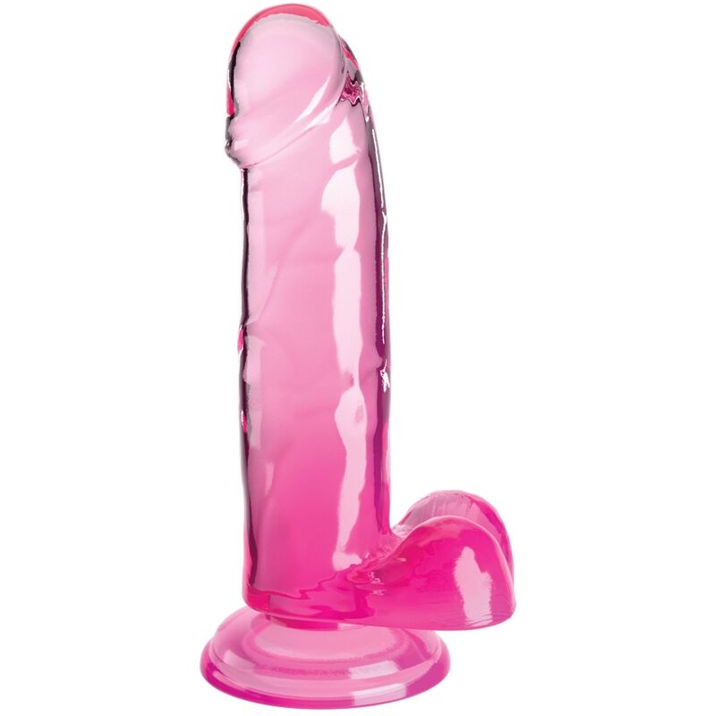 KING COCK - CLEAR REALISTIC PENIS WITH BALLS 15.2 CM PINK - NOCTURNA DESIRES