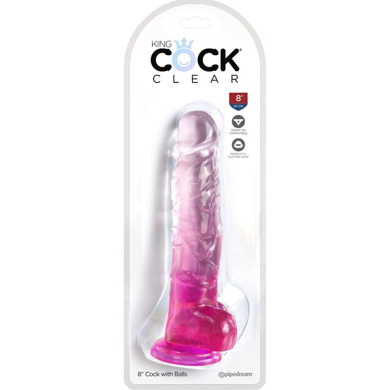 KING COCK - CLEAR REALISTIC PENIS WITH BALLS 16.5 CM PINK - NOCTURNA DESIRES