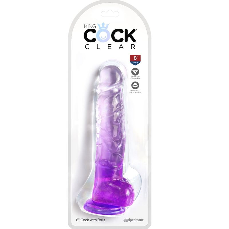 KING COCK - CLEAR REALISTIC PENIS WITH BALLS 16.5 CM PURPLE - NOCTURNA DESIRES