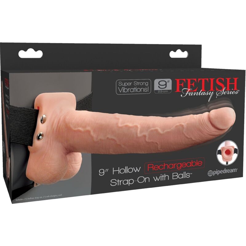 FETISH FANTASY SERIES - ADJUSTABLE HARNESS REALISTIC PENIS WITH BALLS RECHARGEABLE AND VIBRATOR 23 CM - NOCTURNA DESIRES