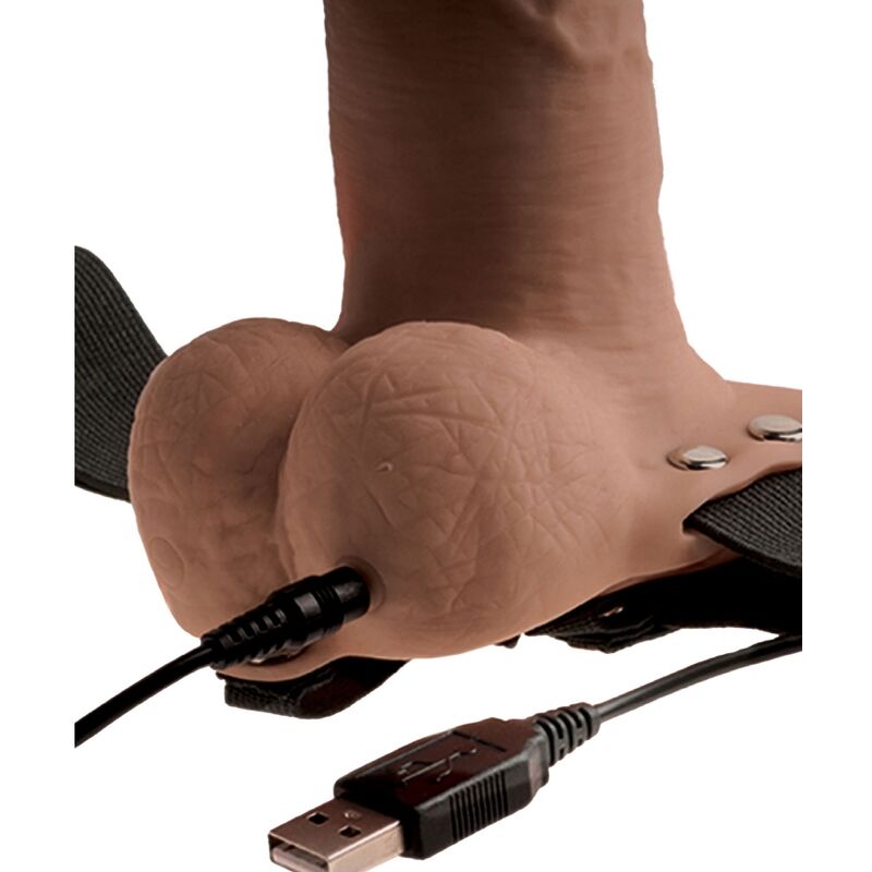 FETISH FANTASY SERIES - ADJUSTABLE HARNESS REALISTIC PENIS WITH RECHARGEABLE TESTICLES AND VIBRATOR 15 CM - NOCTURNA DESIRES