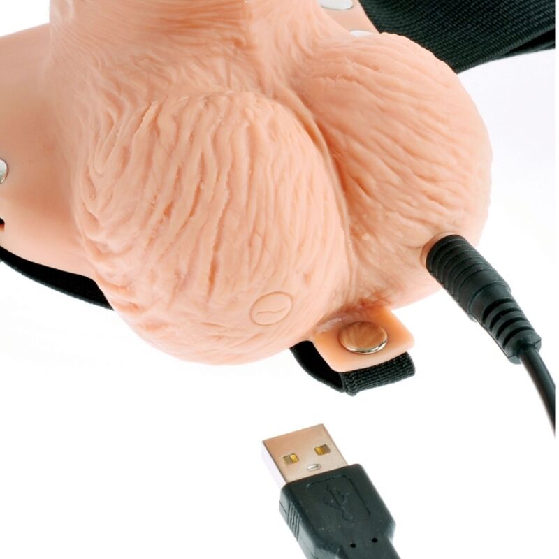 FETISH FANTASY SERIES - ADJUSTABLE HARNESS REMOTE CONTROL REALISTIC PENIS WITH RECHARGEABLE TESTICLES AND VIBRATOR 15 CM - NOCTURNA DESIRES