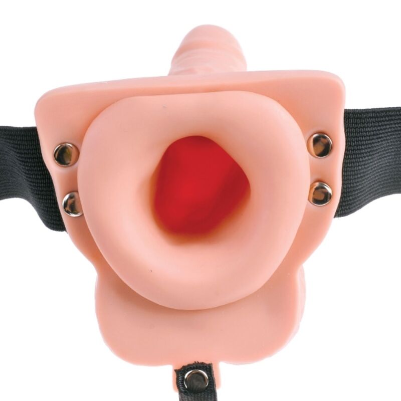 FETISH FANTASY SERIES - ADJUSTABLE HARNESS REMOTE CONTROL REALISTIC PENIS WITH RECHARGEABLE TESTICLES AND VIBRATOR 15 CM - NOCTURNA DESIRES