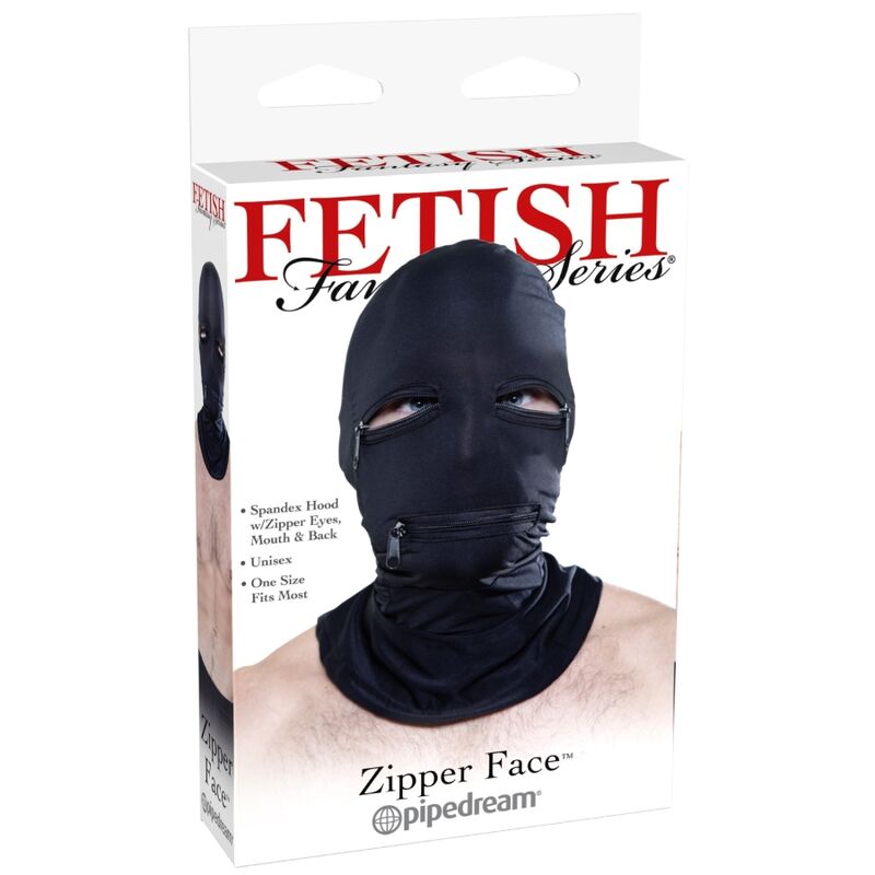 FETISH FANTASY SERIES - HOOD WITH ZIPPERS BLACK - NOCTURNA DESIRES