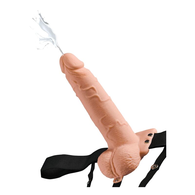FETISH FANTASY SERIES - ADJUSTABLE HARNESS REALISTIC PENIS WITH BALLS SQUIRTING 19 CM - NOCTURNA DESIRES