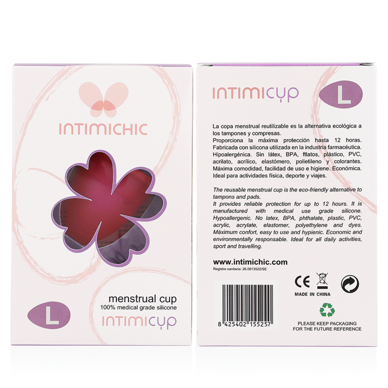 INTIMICHIC - MENSTRUAL CUP MEDICAL GRADE SILICONE - SIZE L - NOCTURNA DESIRES