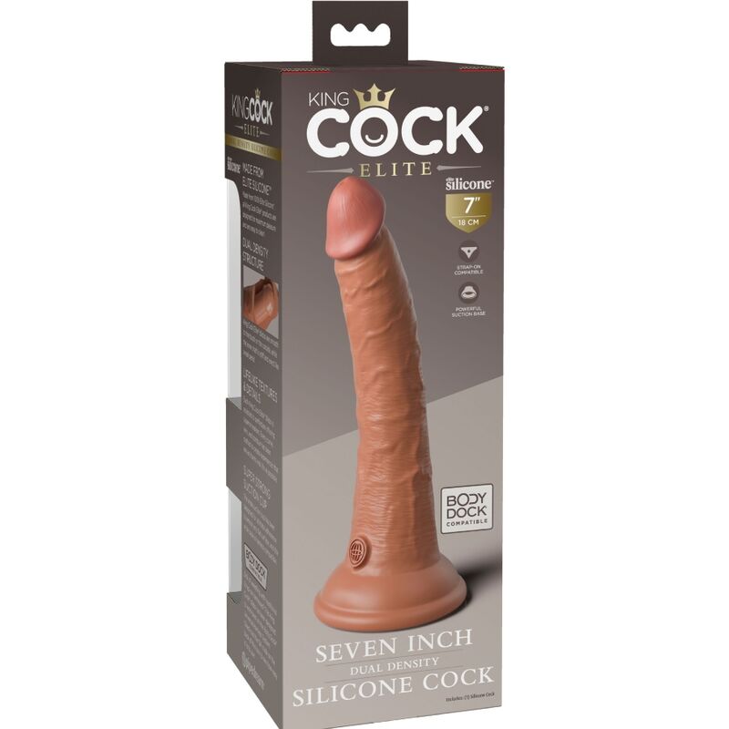 KING COCK - ELITE REALISTIC SILICONE DILDO 17.8 CM CARAMEL - NOCTURNA DESIRES
