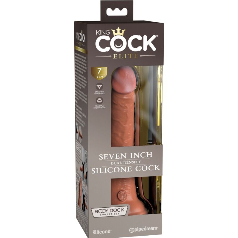 KING COCK - ELITE REALISTIC SILICONE DILDO 17.8 CM CARAMEL - NOCTURNA DESIRES