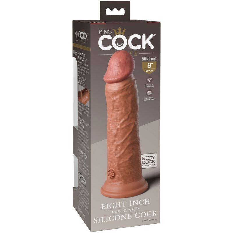 KING COCK - ELITE REALISTIC SILICONE DILDO 20.3 CM CARAMEL - NOCTURNA DESIRES