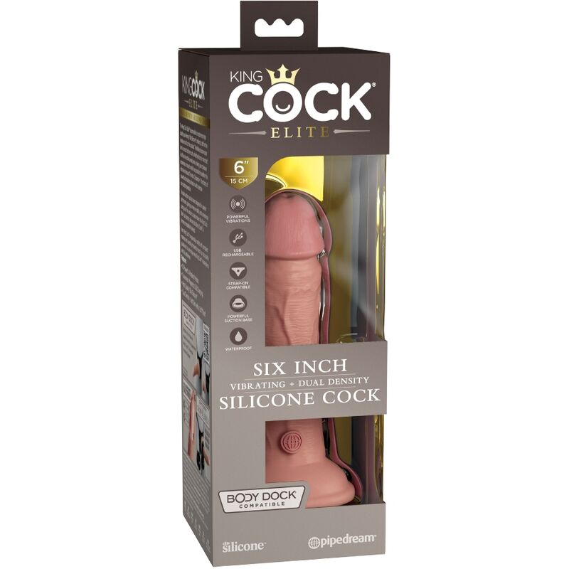 KING COCK - ELITE REALISTIC DILDO VIBRATING & SILICONE 15.2 CM - NOCTURNA DESIRES