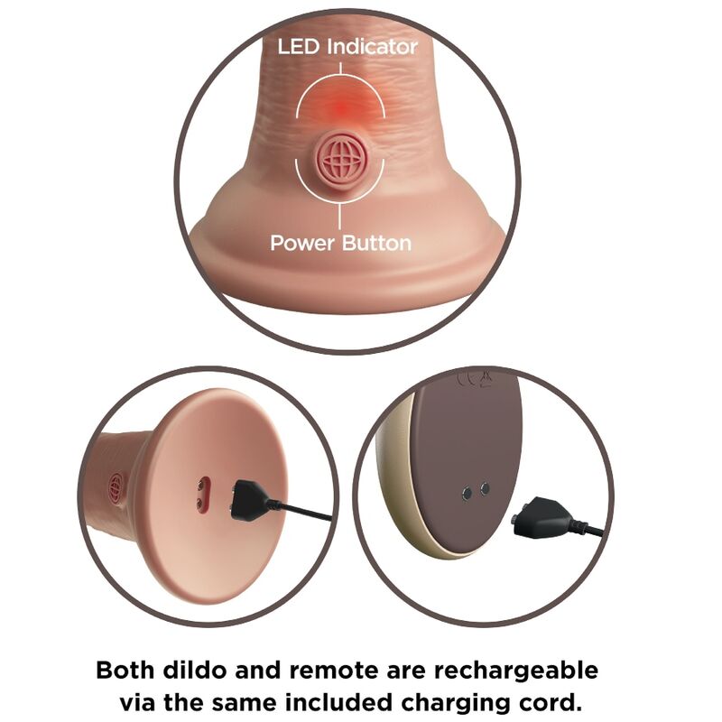KING COCK - ELITE REALISTIC DILDO VIBRATOR & SILICONE REMOTE CONTROL 23 CM - NOCTURNA DESIRES