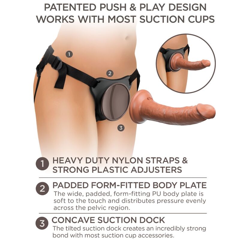 KING COCK - ELITE COMFY ADJUSTABLE HARNESS WITH DILDO 17.8 CM - NOCTURNA DESIRES