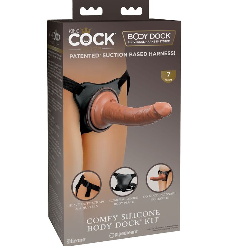 KING COCK - ELITE COMFY ADJUSTABLE HARNESS WITH DILDO 17.8 CM - NOCTURNA DESIRES