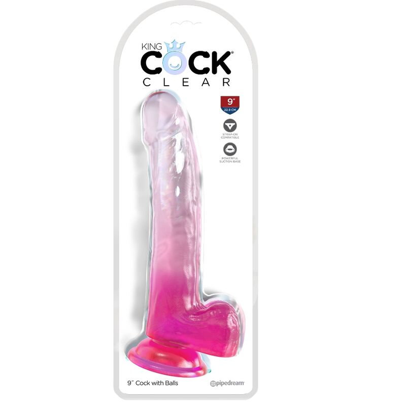 KING COCK - CLEAR DILDO WITH TESTICLES 20.3 CM PINK - NOCTURNA DESIRES