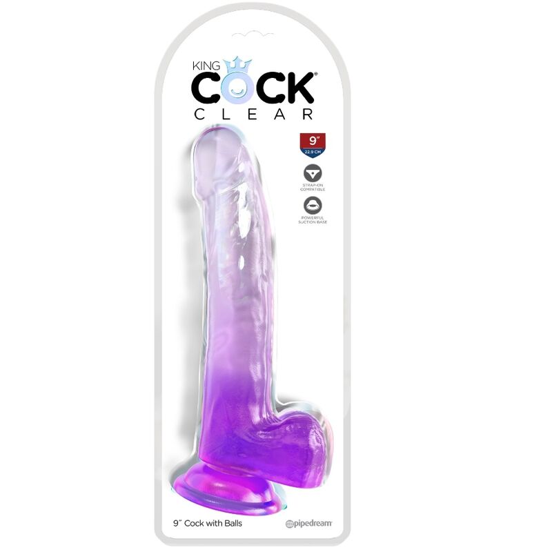 KING COCK - CLEAR DILDO WITH TESTICLES 20.3 CM PURPLE - NOCTURNA DESIRES