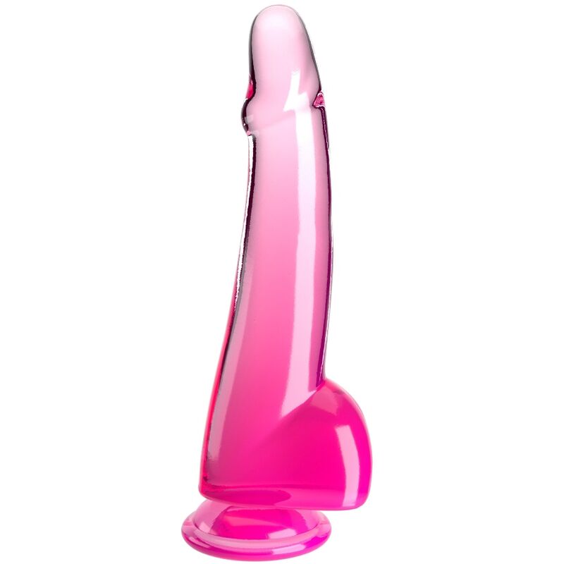 KING COCK - CLEAR DILDO WITH TESTICLES 19 CM PINK - NOCTURNA DESIRES