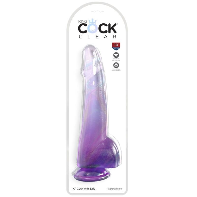 KING COCK - CLEAR DILDO WITH TESTICLES 19 CM PURPLE - NOCTURNA DESIRES