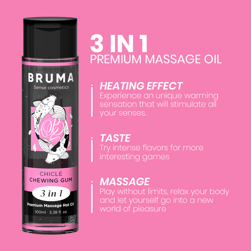 BRUMA - PREMIUM MASSAGE HOT OIL CHEWING GUM 3 IN 1 - 100 ML - NOCTURNA DESIRES