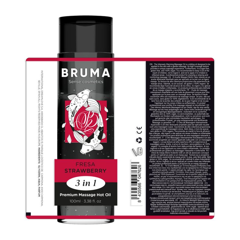 BRUMA - PREMIUM MASSAGE HOT OIL STRAWBERRY 3 IN 1 - 100 ML - NOCTURNA DESIRES