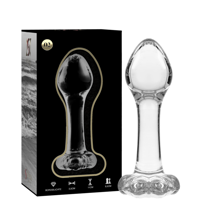 NEBULA SERIES BY IBIZA - MODEL 2 ANAL PLUG BOROSILICATE GLASS CLEAR 11 CM -O- 3.5 CM - NOCTURNA DESIRES
