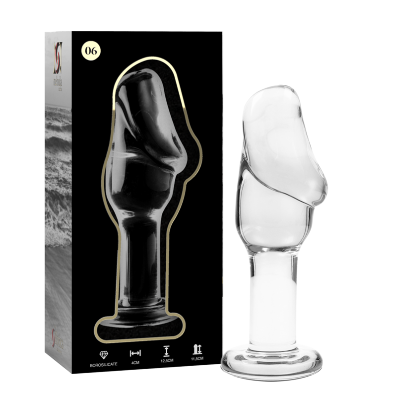 NEBULA SERIES BY IBIZA - MODEL 6 ANAL PLUG BOROSILICATE GLASS CLEAR 12.5 CM -O- 4 CM - NOCTURNA DESIRES