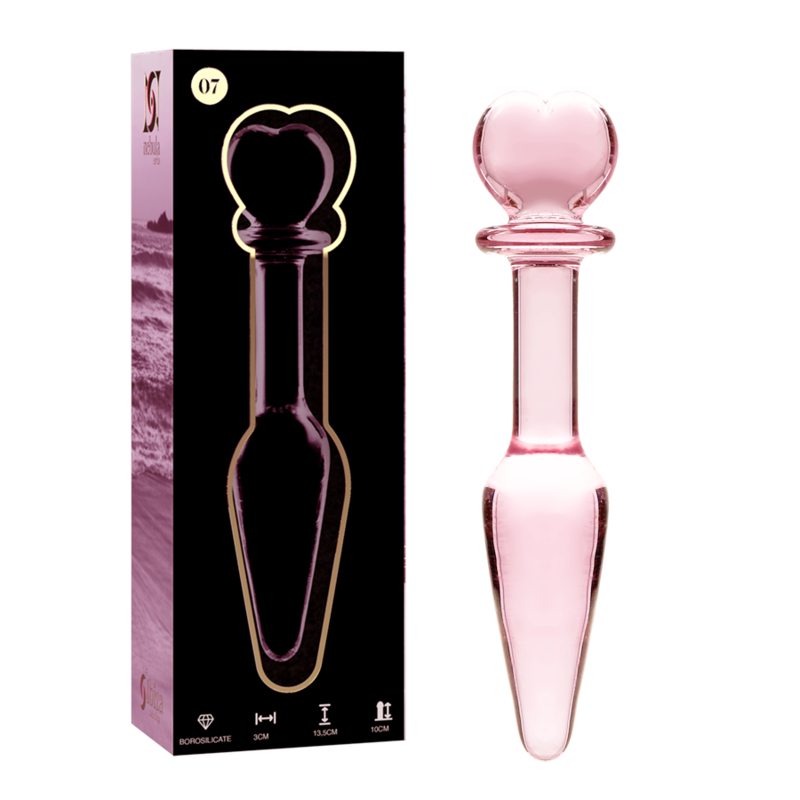 NEBULA SERIES BY IBIZA - MODEL 7 ANAL PLUG BOROSILICATE GLASS PINK 13.5 CM -O- 3 CM - NOCTURNA DESIRES