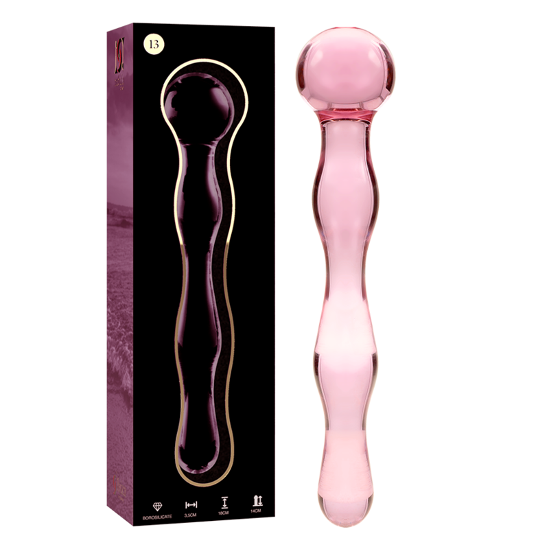 NEBULA SERIES BY IBIZA - MODEL 13 DILDO BOROSILICATE GLASS PINK 18 CM -O- 3.5 CM - NOCTURNA DESIRES