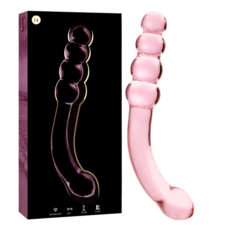 NEBULA SERIES BY IBIZA - MODEL 14 DILDO BOROSILICATE GLASS PINK 18.5 CM -O- 3 CM - NOCTURNA DESIRES
