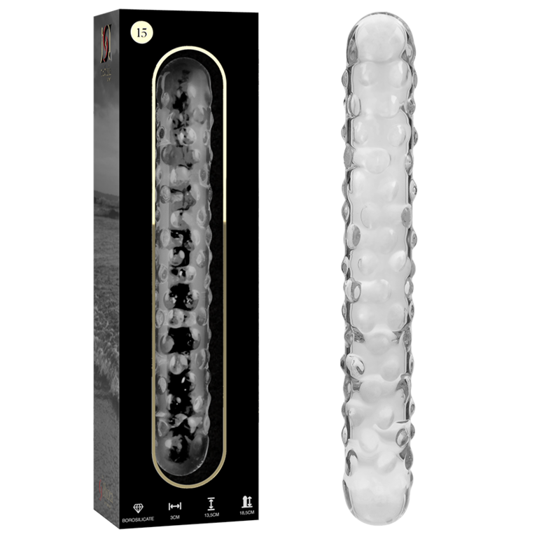 NEBULA SERIES BY IBIZA - MODEL 15 DILDO BOROSILICATE GLASS CLEAR 18.5 CM -O- 3 CM - NOCTURNA DESIRES