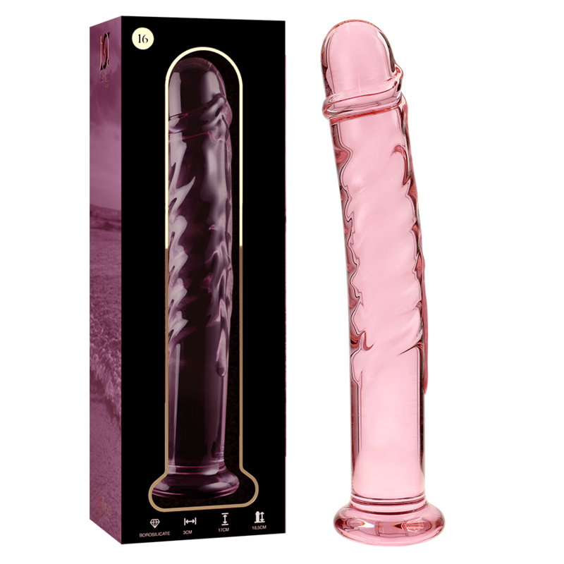 NEBULA SERIES BY IBIZA - MODEL 16 DILDO BOROSILICATE GLASS PINK 18.5 CM -O- 3 CM - NOCTURNA DESIRES