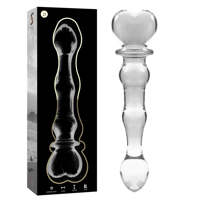 NEBULA SERIES BY IBIZA - MODEL 21 DILDO BOROSILICATE GLASS CLEAR 20.5 CM -O- 3.5 CM - NOCTURNA DESIRES