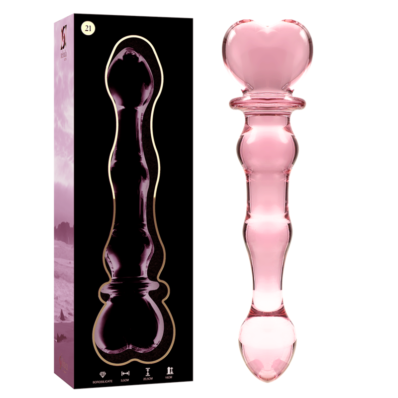 NEBULA SERIES BY IBIZA - MODEL 21 DILDO BOROSILICATE GLASS PINK 20.5 CM -O- 3.5 CM - NOCTURNA DESIRES
