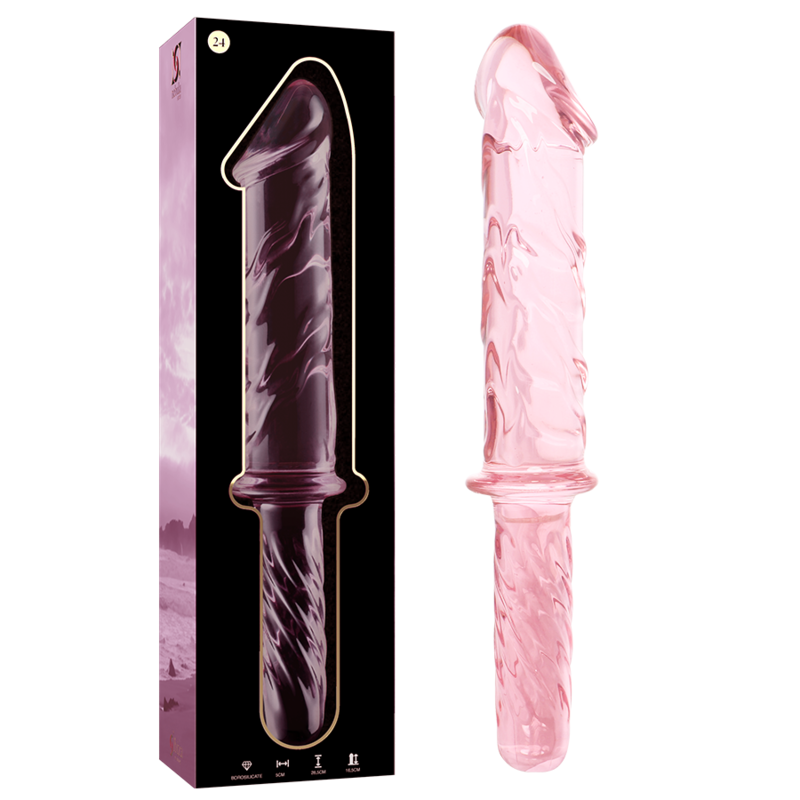 NEBULA SERIES BY IBIZA - MODEL 24 DILDO BOROSILICATE GLASS PINK 28.5 CM -O- 5 CM - NOCTURNA DESIRES