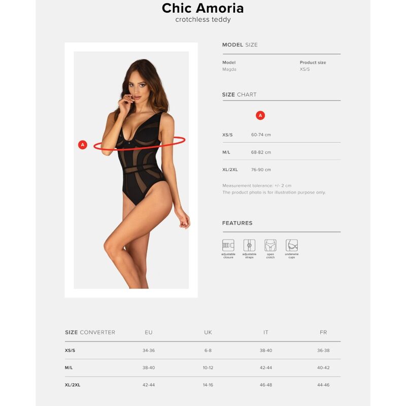 OBSESSIVE - CHIC AMORIA TEDDY XS/S - NOCTURNA DESIRES