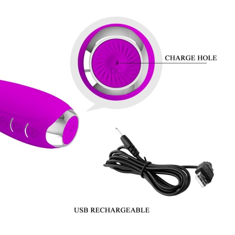 PRETTY LOVE - HECTOR RECHARGEABLE ELECTROSHOCK VIBRATOR WATERPROOF PURPLE - NOCTURNA DESIRES