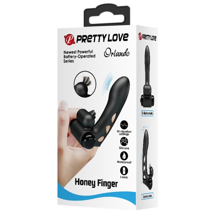 PRETTY LOVE - ORLANDO BLACK VIBRATOR FINGER COVER - NOCTURNA DESIRES
