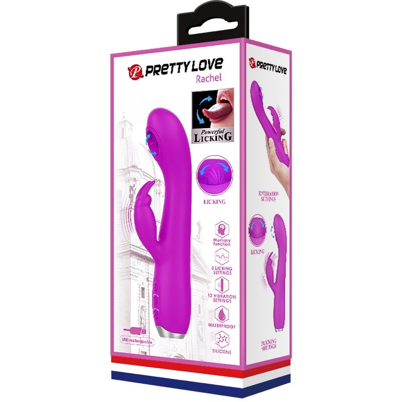 PRETTY LOVE - RACHEL RECHARGEABLE VIBRATOR WITH PURPLE SUCTION CUP - NOCTURNA DESIRES